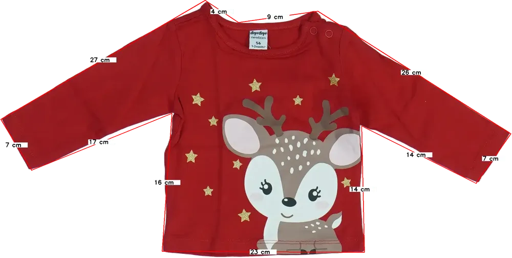 Piros DopoDopo Hosszú ujjú felső EU 56 / UK Újszülött / US Újszülött