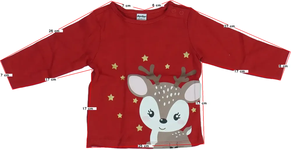 Piros DopoDopo Hosszú ujjú felső EU 68 / UK 3-6 hónap / US 3-6 hónap