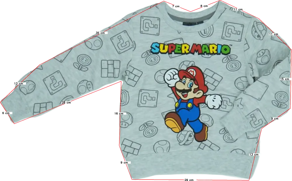 Szürke Super Mario Pulóver EU 98 / UK 3 év / US 3T