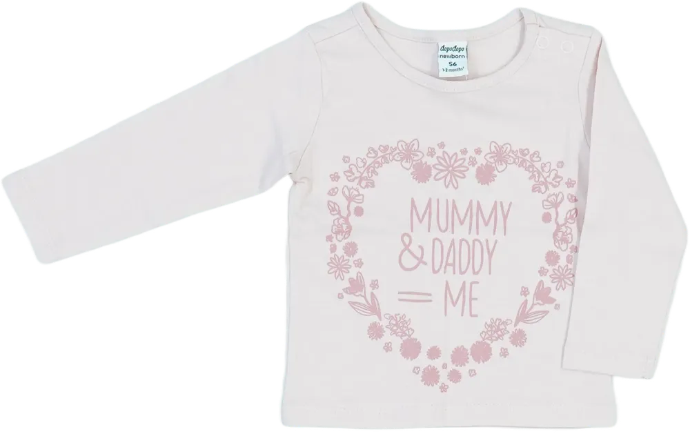 Rózsaszín DopoDopo Hosszú ujjú felső EU 56 / UK Újszülött / US Újszülött