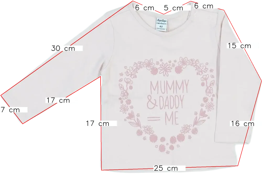 Rózsaszín DopoDopo Hosszú ujjú felső EU 62 / UK 0-3 hónap / US 0-3 hónap