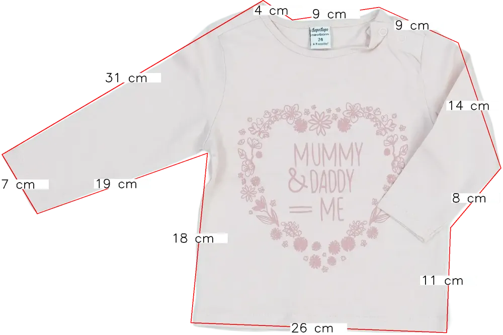 Rózsaszín DopoDopo Hosszú ujjú felső EU 74 / UK 6-9 hónap / US 6-9 hónap