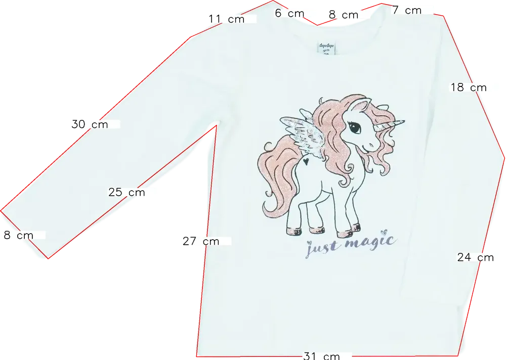 Fehér DopoDopo Hosszú ujjú felső EU 98 / UK 3 év / US 3T