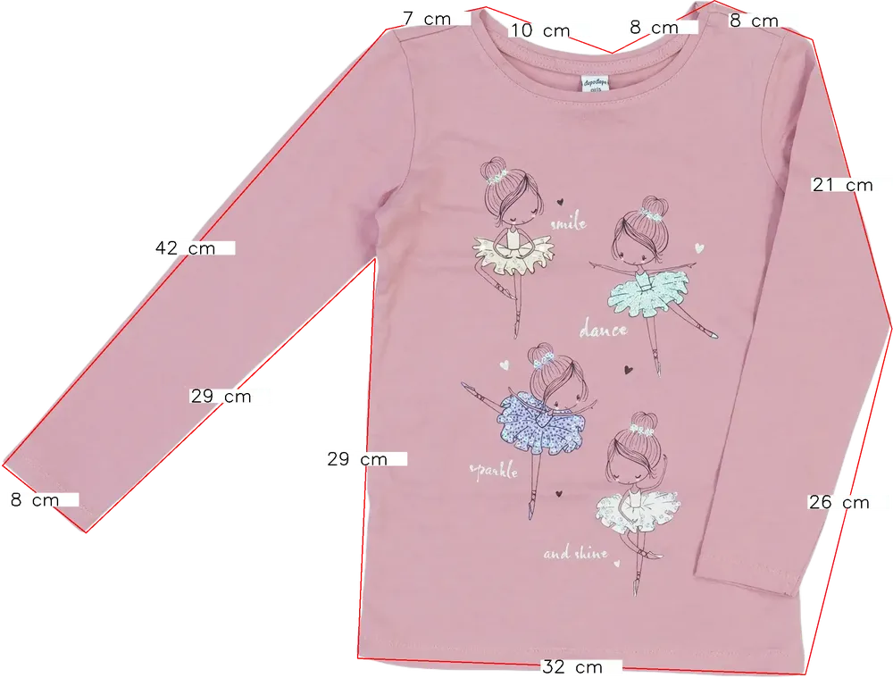 Rózsaszín DopoDopo Hosszú ujjú felső EU 116 / UK 6 év / US 6 év/S