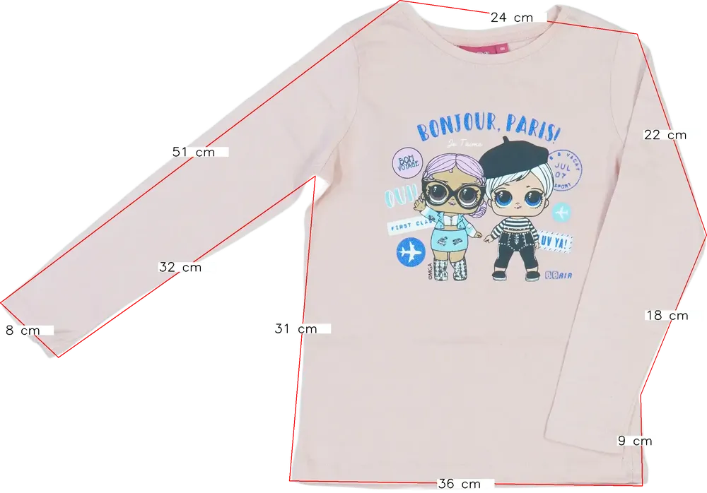 Rózsaszín LOL Hosszú ujjú felső EU 128 / UK 8 év / US 8 év/M