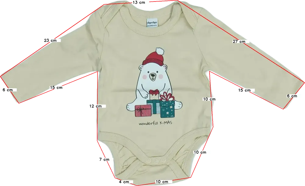 Barna DopoDopo Hosszú ujjú body EU 56 / UK Újszülött / US Újszülött