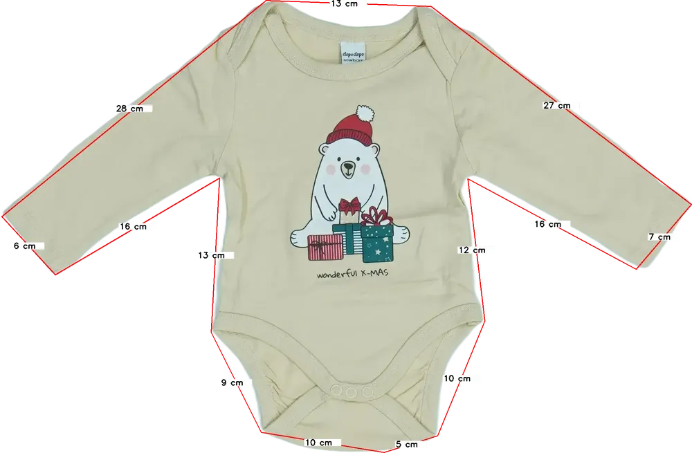 Barna DopoDopo Hosszú ujjú body EU 62 / UK 0-3 hónap / US 0-3 hónap