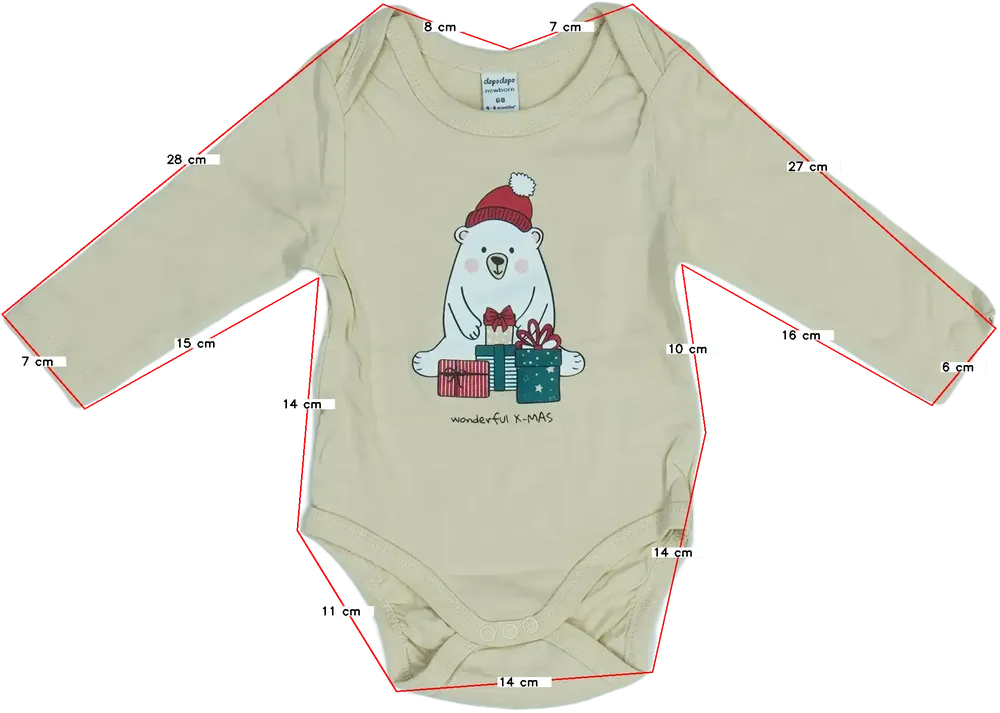 Barna DopoDopo Hosszú ujjú body EU 68 / UK 3-6 hónap / US 3-6 hónap