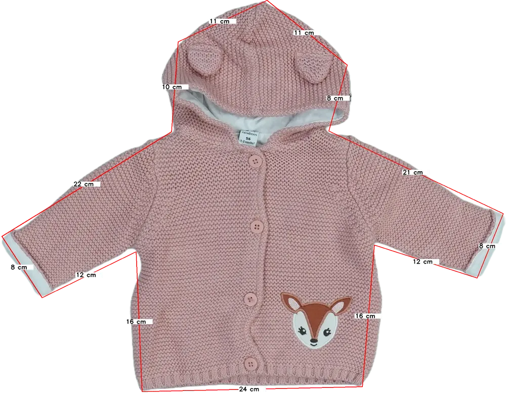 Rózsaszín DopoDopo Kötött pulcsi EU 62 / UK 0-3 hónap / US 0-3 hónap