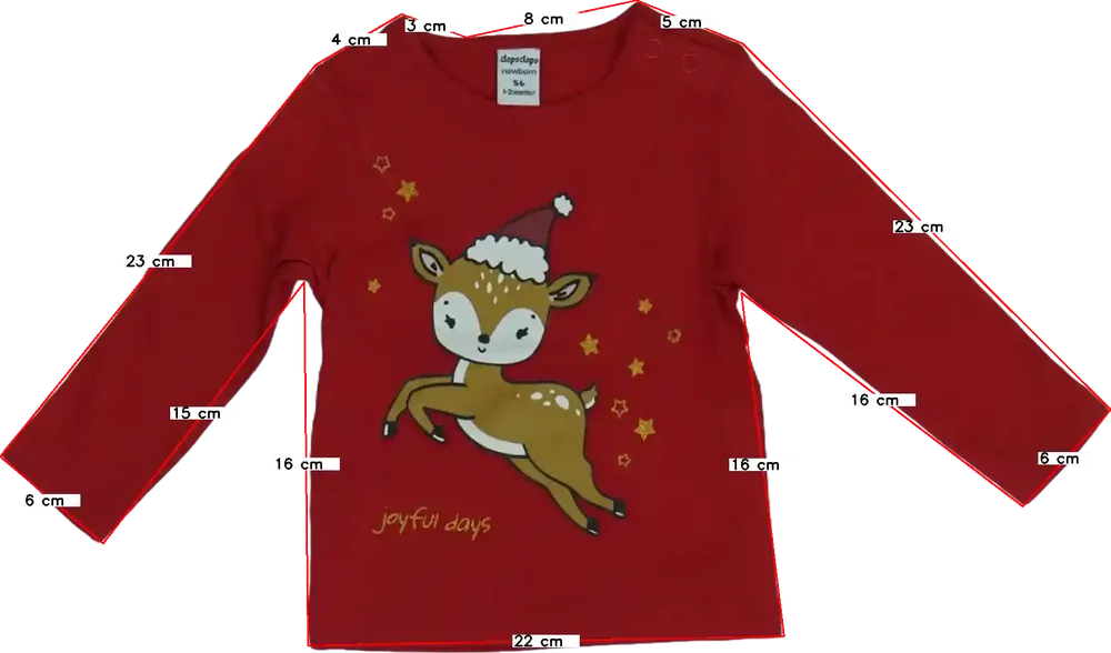 Piros DopoDopo Hosszú ujjú felső EU 56 / UK Újszülött / US Újszülött