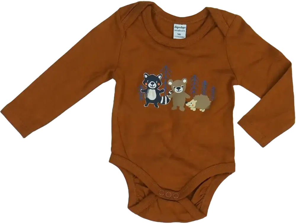 Barna DopoDopo Hosszú ujjú body EU 56 / UK Újszülött / US Újszülött
