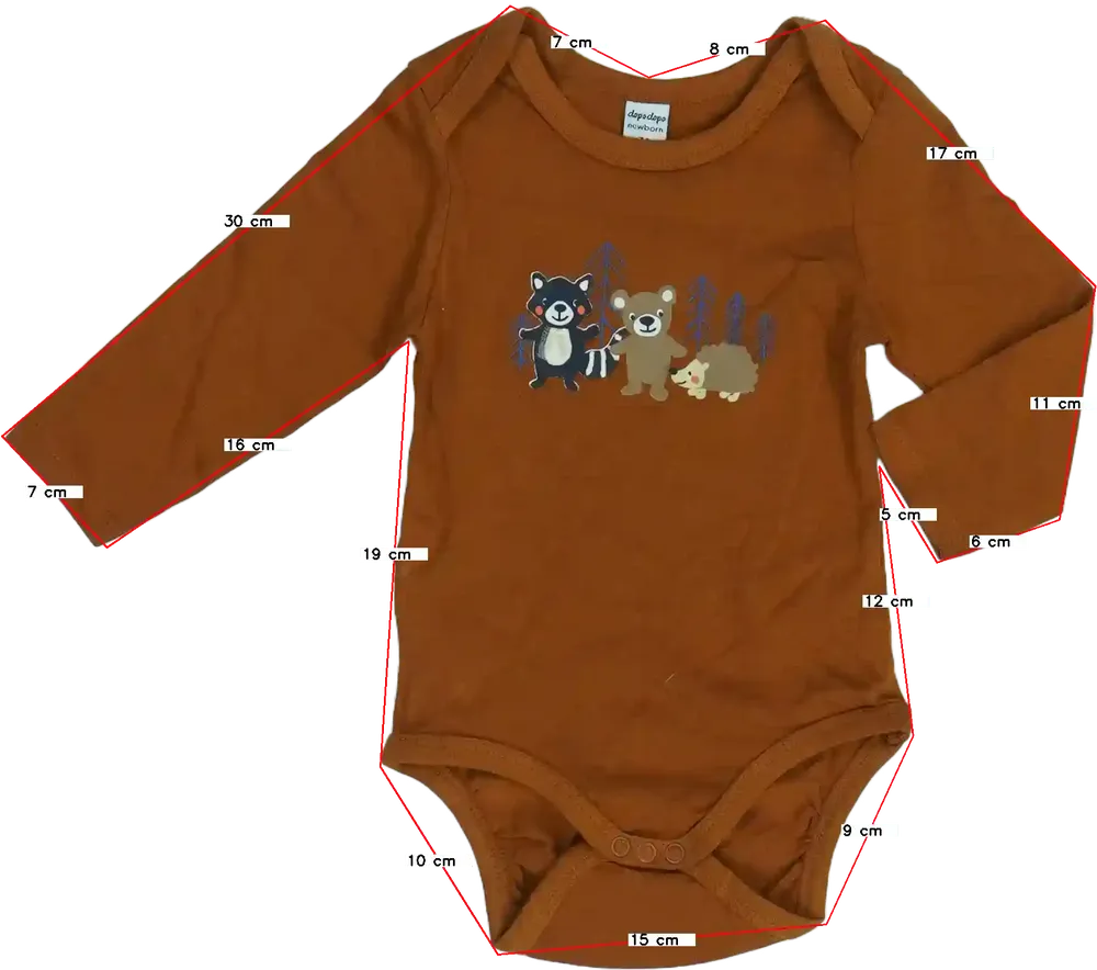 Barna DopoDopo Hosszú ujjú body EU 74 / UK 6-9 hónap / US 6-9 hónap