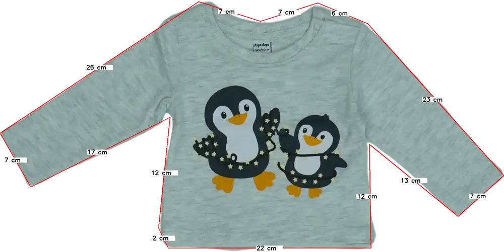 Szürke DopoDopo Hosszú ujjú felső EU 62 / UK 0-3 hónap / US 0-3 hónap