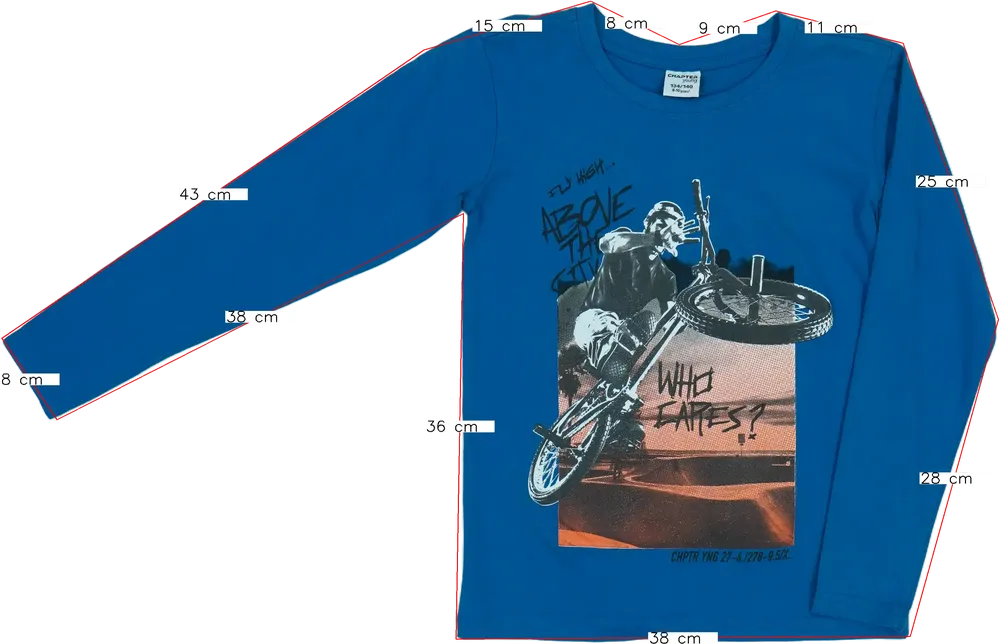 Kék DopoDopo Hosszú ujjú felső EU 140 / UK 10 év / US 10 év/L