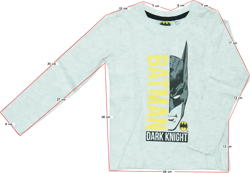 Szürke Batman Hosszú ujjú felső EU 98 / UK 3 év / US 3T