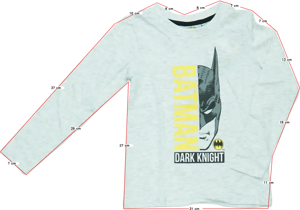 Szürke Batman Hosszú ujjú felső EU 104 / UK 4 év / US 4T/XS