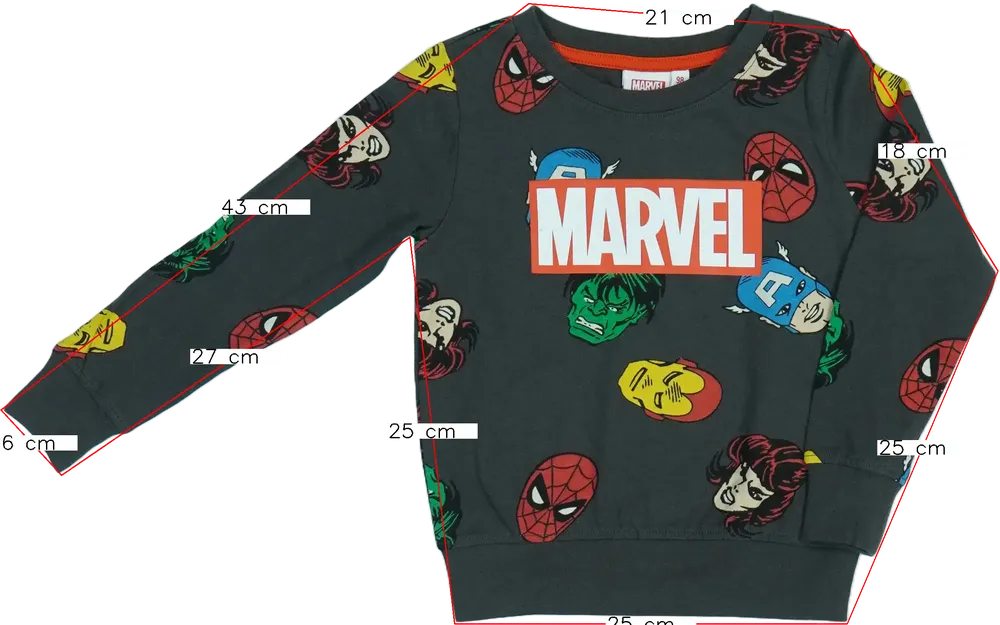 Szürke Marvel Hosszú ujjú felső EU 98 / UK 3 év / US 3T