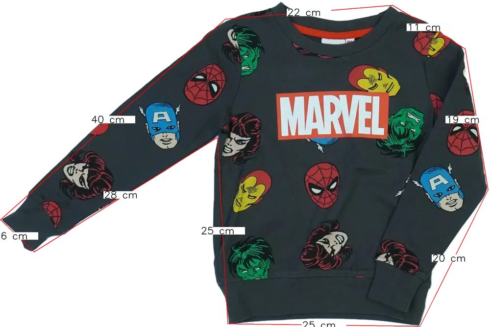 Szürke Marvel Hosszú ujjú felső EU 104 / UK 4 év / US 4T/XS