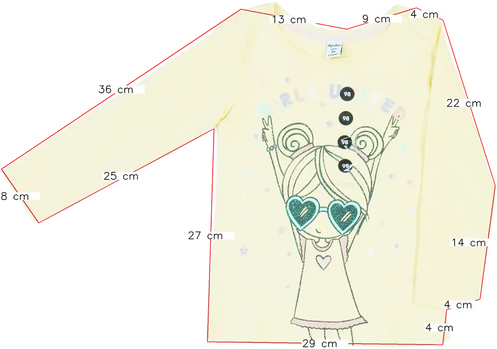 Sárga DopoDopo Hosszú ujjú felső EU 98 / UK 3 év / US 3T