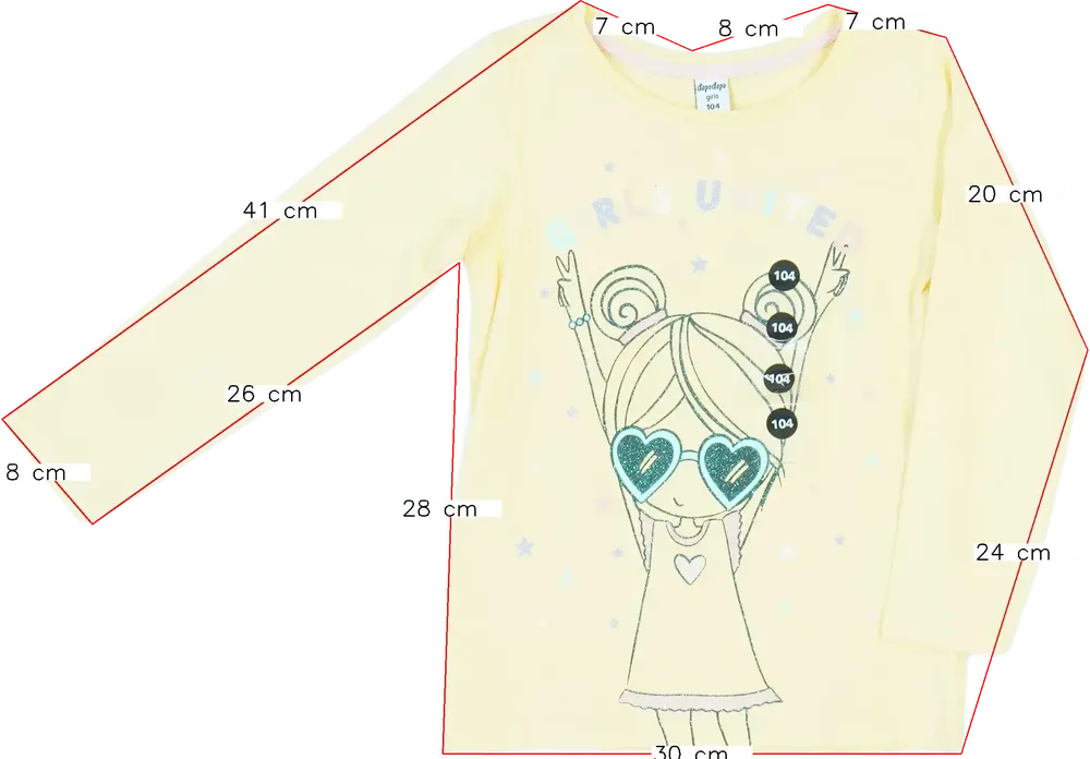 Sárga DopoDopo Hosszú ujjú felső EU 104 / UK 4 év / US 4T/XS