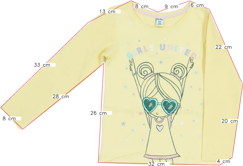 Sárga DopoDopo Hosszú ujjú felső EU 110 / UK 5 év / US 5 év/XS