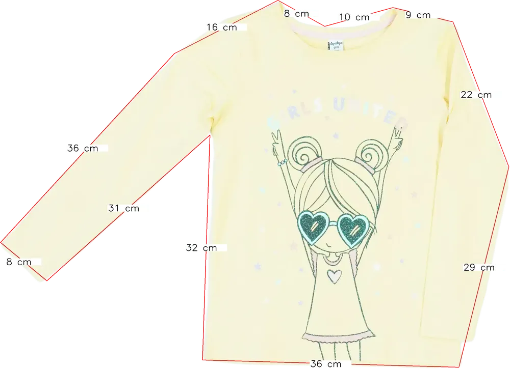 Sárga DopoDopo Hosszú ujjú felső EU 128 / UK 8 év / US 8 év/M