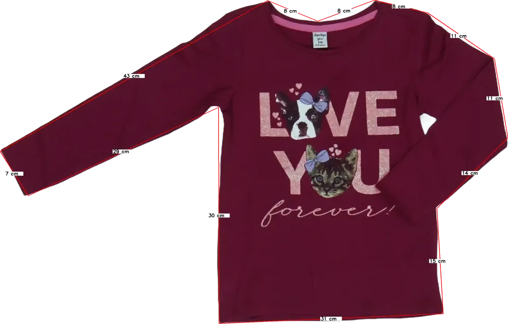 Bordó DopoDopo Hosszú ujjú felső EU 110 / UK 5 év / US 5 év/XS