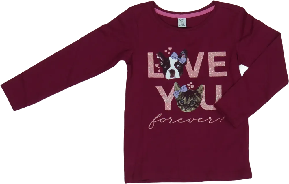 Bordó DopoDopo Hosszú ujjú felső EU 110 / UK 5 év / US 5 év/XS