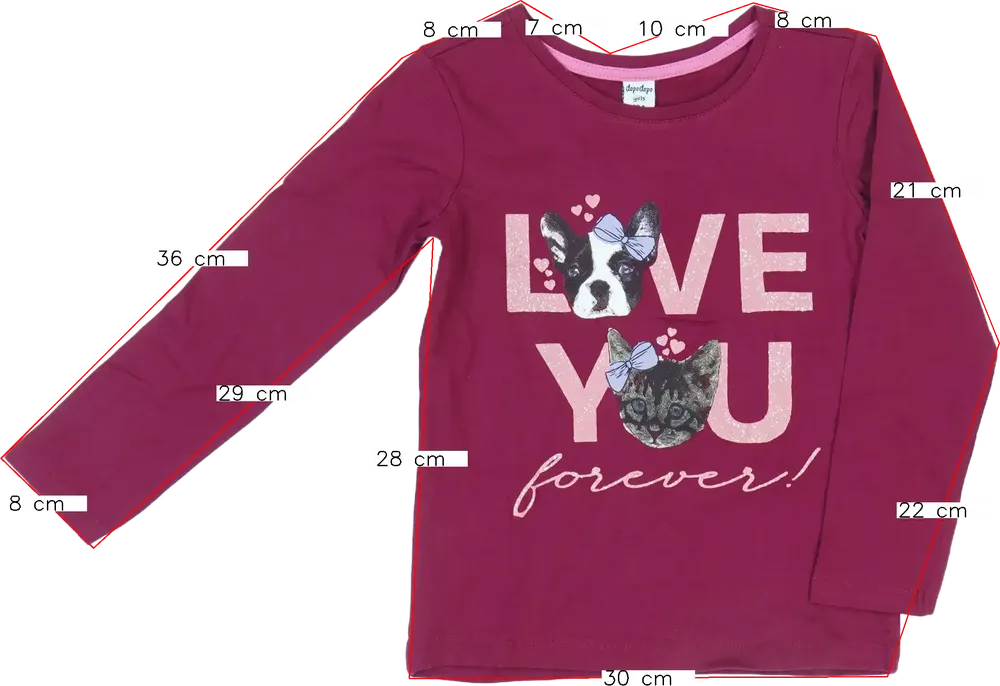 Bordó DopoDopo Hosszú ujjú felső EU 104 / UK 4 év / US 4T/XS