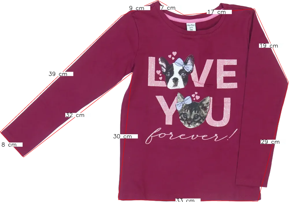 Bordó DopoDopo Hosszú ujjú felső EU 116 / UK 6 év / US 6 év/S