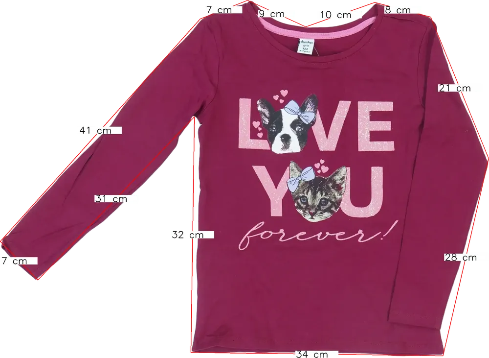 Bordó DopoDopo Hosszú ujjú felső EU 122 / UK 7 év / US 7 év/M