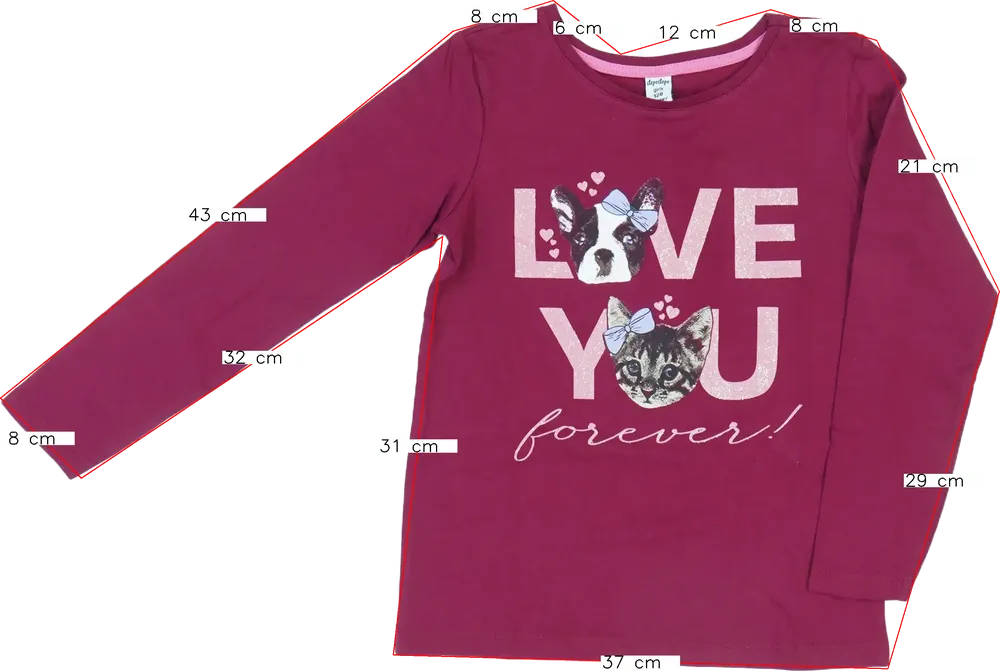 Bordó DopoDopo Hosszú ujjú felső EU 128 / UK 8 év / US 8 év/M