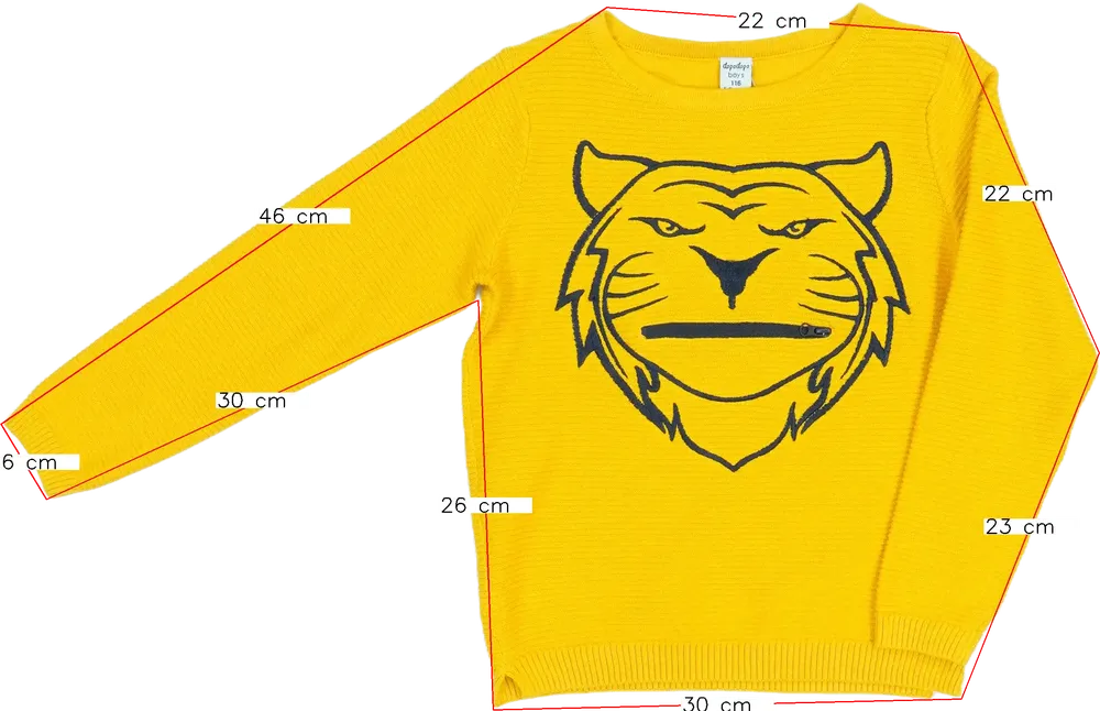 Sárga DopoDopo Kötött pulcsi EU 116 / UK 6 év / US 6 év/S