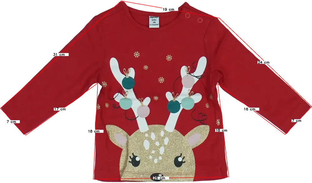 Piros DopoDopo Hosszú ujjú felső EU 74 / UK 6-9 hónap / US 6-9 hónap