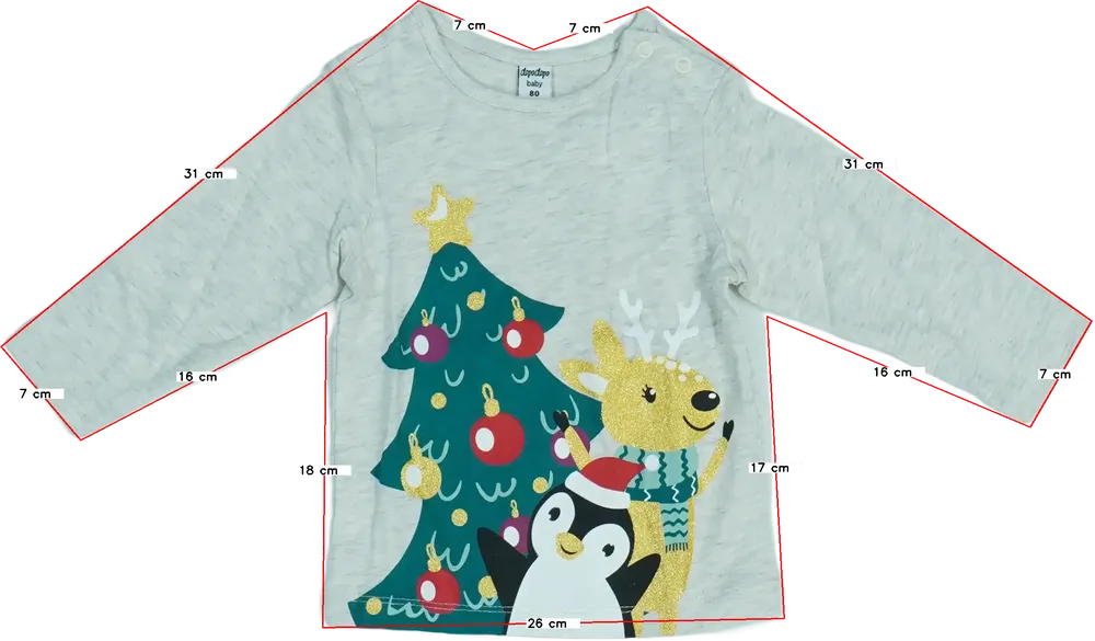 Szürke DopoDopo Hosszú ujjú felső EU 80 / UK 9-12 hónap / US 12 hónap