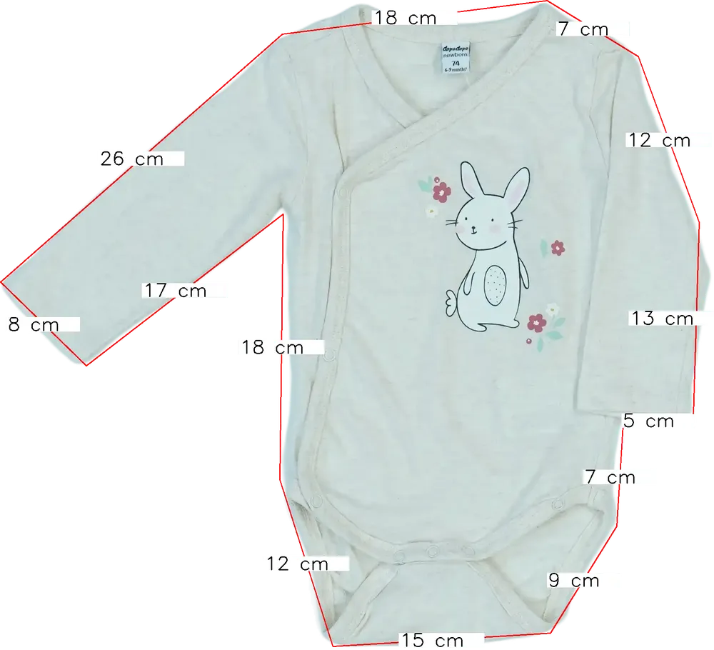 Barna DopoDopo Hosszú ujjú body EU 74 / UK 6-9 hónap / US 6-9 hónap