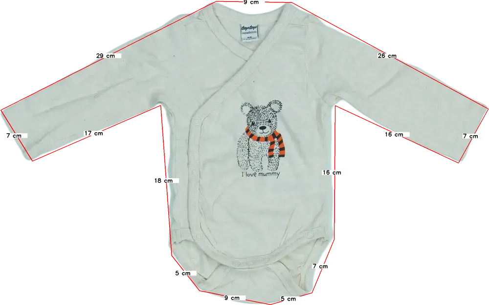 Barna DopoDopo Hosszú ujjú body EU 56 / UK Újszülött / US Újszülött