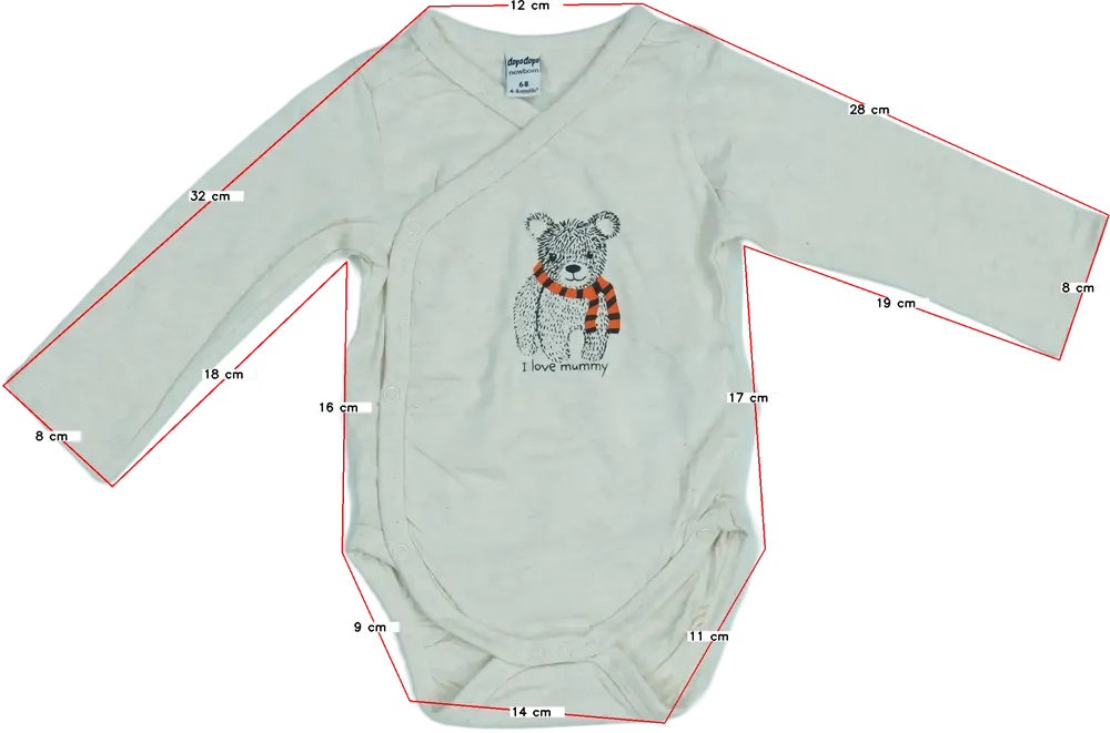 Barna DopoDopo Hosszú ujjú body EU 68 / UK 3-6 hónap / US 3-6 hónap