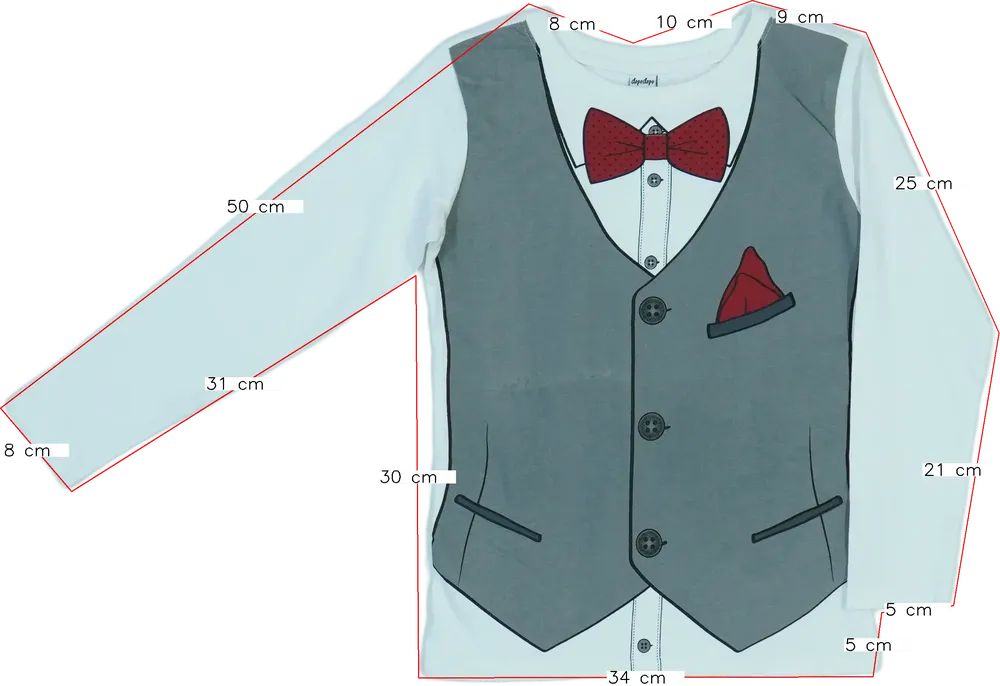 Fehér DopoDopo Hosszú ujjú felső EU 122 / UK 7 év / US 7 év/M