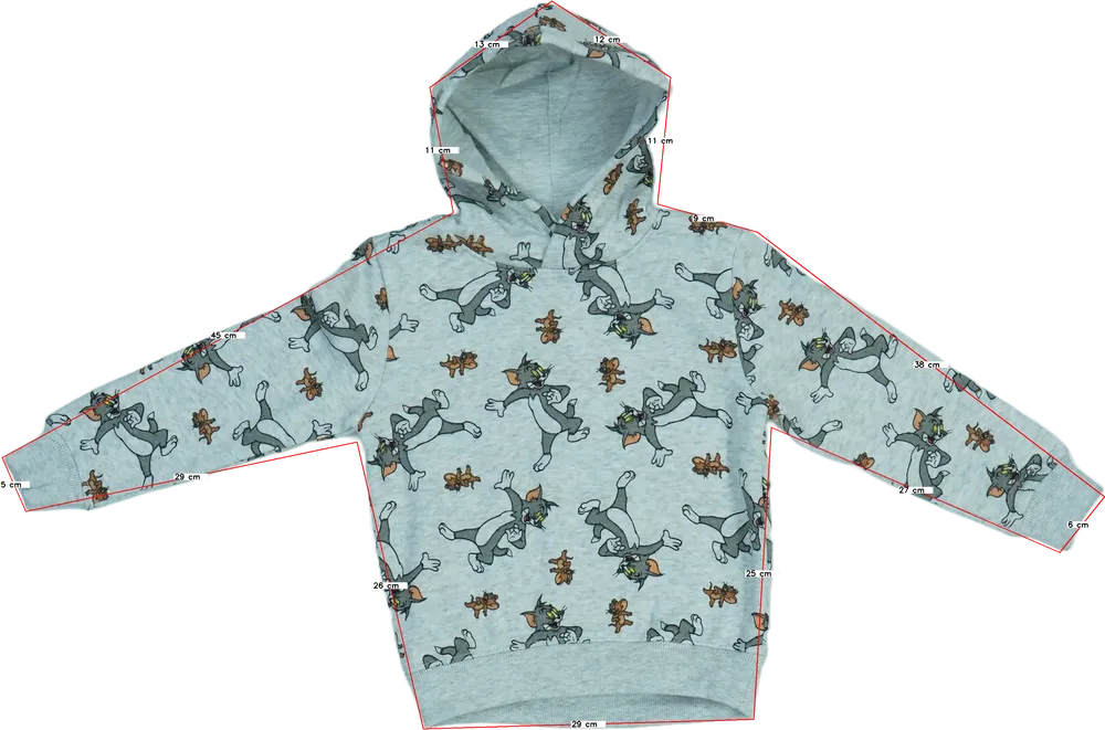 Szürke Tom&amp;Jerry Kapucnis pulóver EU 128 / UK 8 év / US 8 év/M
