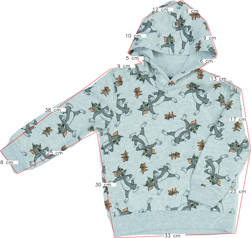 Szürke Tom&amp;Jerry Kapucnis pulóver EU 116 / UK 6 év / US 6 év/S