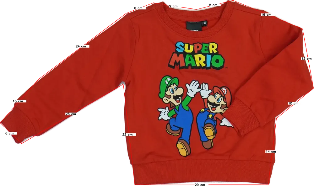 Piros Super Mario Pulóver EU 98 / UK 3 év / US 3T
