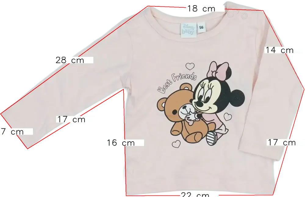 Rózsaszín Disney Hosszú ujjú felső EU 56 / UK Újszülött / US Újszülött