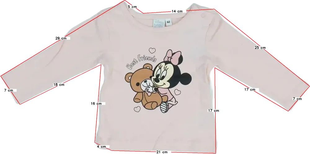 Rózsaszín Disney Hosszú ujjú felső EU 62 / UK 0-3 hónap / US 0-3 hónap