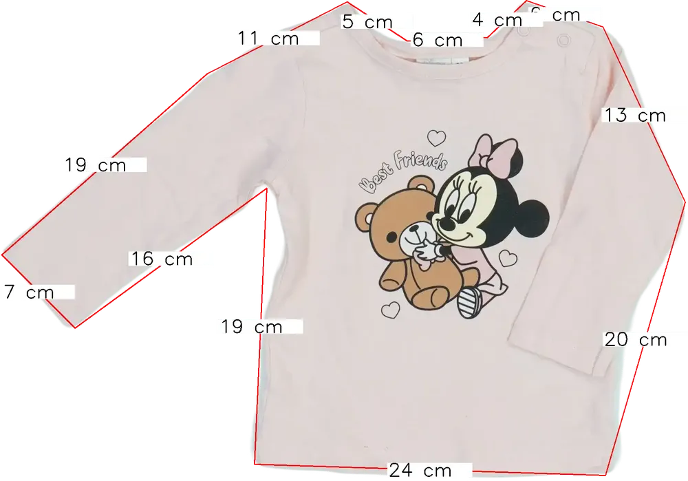 Rózsaszín Disney Hosszú ujjú felső EU 68 / UK 3-6 hónap / US 3-6 hónap
