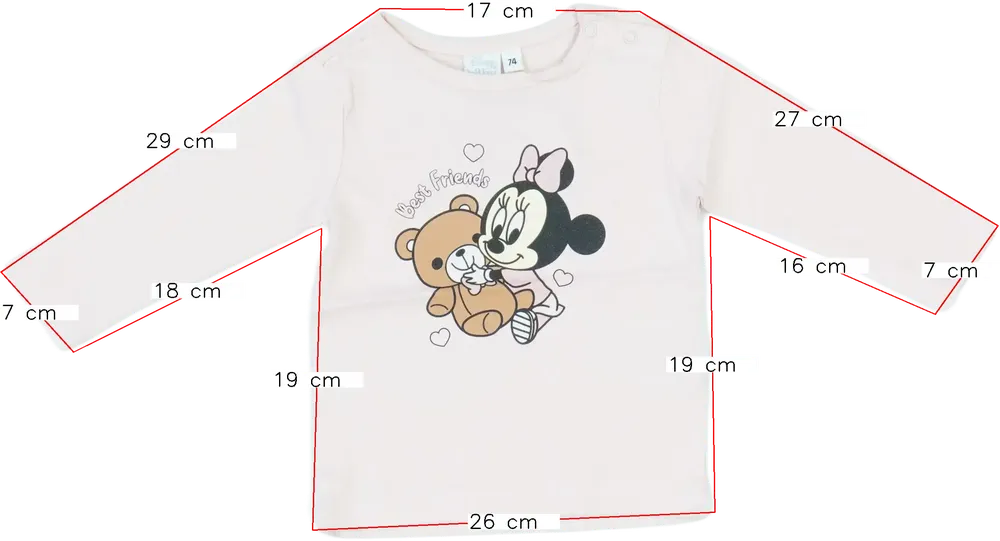 Rózsaszín Disney Hosszú ujjú felső EU 74 / UK 6-9 hónap / US 6-9 hónap