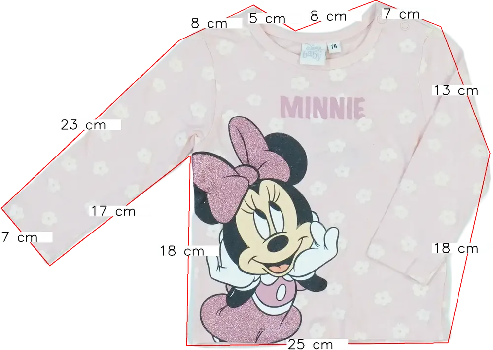 Rózsaszín Disney Hosszú ujjú felső EU 74 / UK 6-9 hónap / US 6-9 hónap