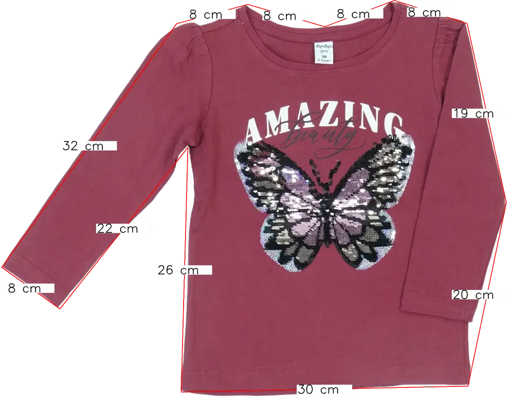 Bordó DopoDopo Hosszú ujjú felső EU 98 / UK 3 év / US 3T