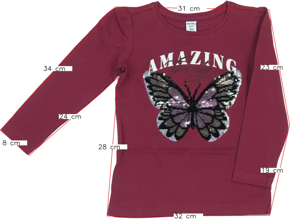 Bordó DopoDopo Hosszú ujjú felső EU 104 / UK 4 év / US 4T/XS