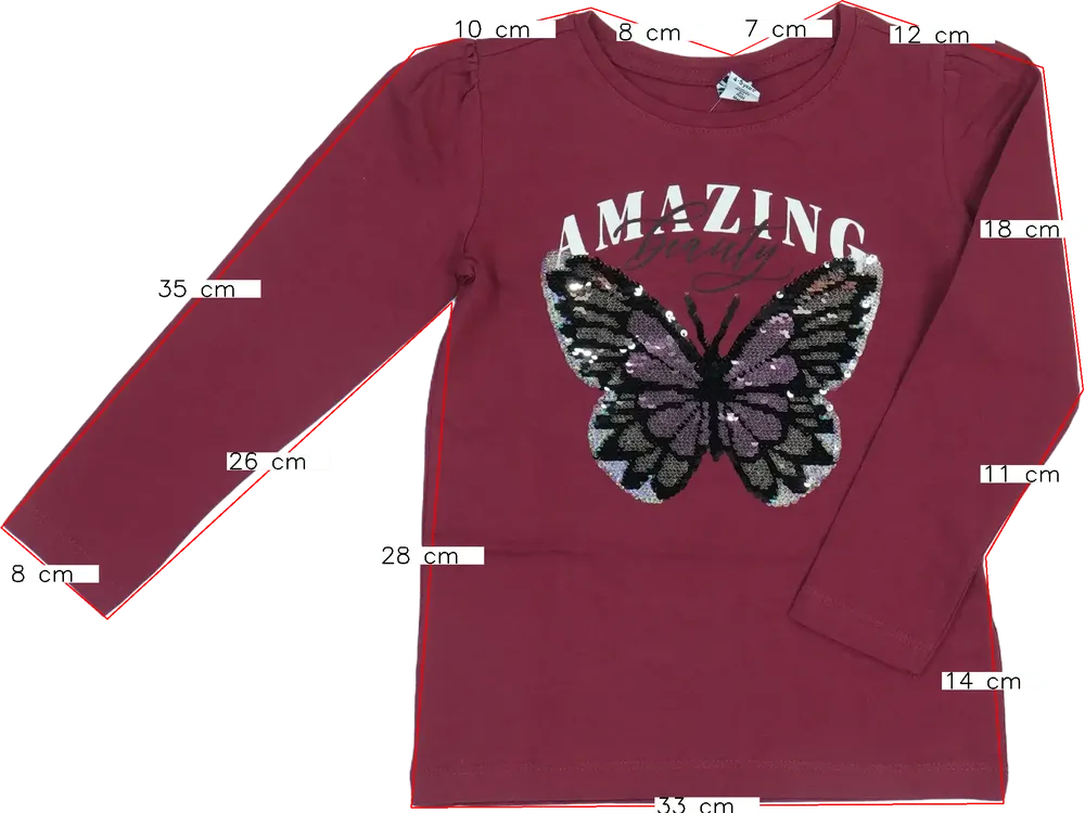 Bordó DopoDopo Hosszú ujjú felső EU 110 / UK 5 év / US 5 év/XS